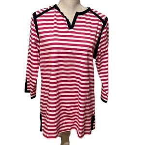 Appleseed’s t shirt , red/white stripe, sz med.